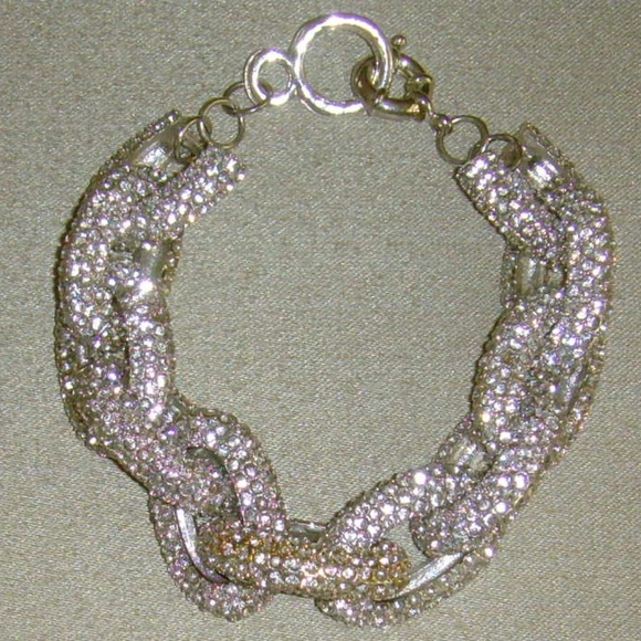 Brilliant Silver-Tone and Rhinestone Chain Link Bracelet - BLING! - Picture 9 of 14